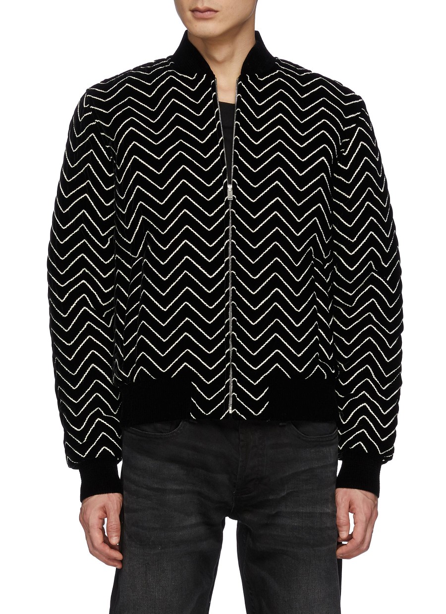 Men SAINT LAURENT Jackets | Zigzag Patterned Bomber Jacket