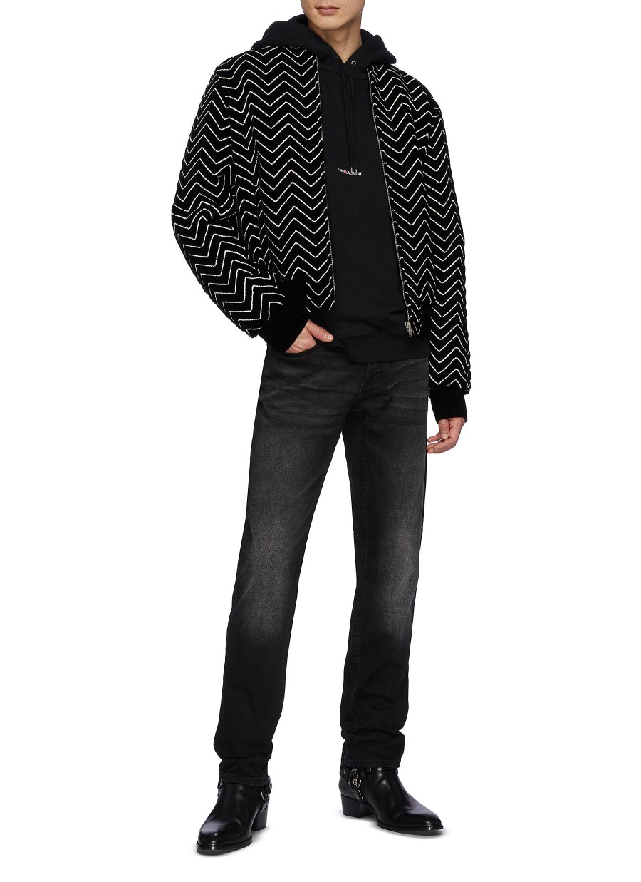 Men SAINT LAURENT Jackets | Zigzag Patterned Bomber Jacket