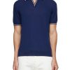 Men EQUIL Polos | Stripe Trim Buttonless Polo Shirt