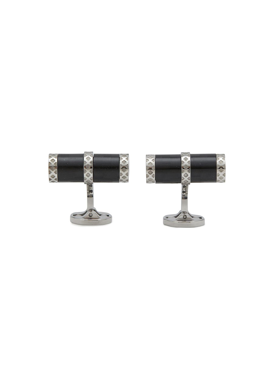 Men TATEOSSIAN Cufflinks | Regalia Black Steel Carbon Fibre Cyliner Cufflinks