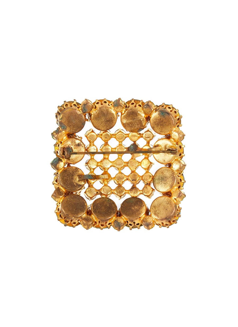 Women LANE CRAWFORD VINTAGE ACCESSORIES Vintage Accessories | Gold Tone Diamante Square Brooch