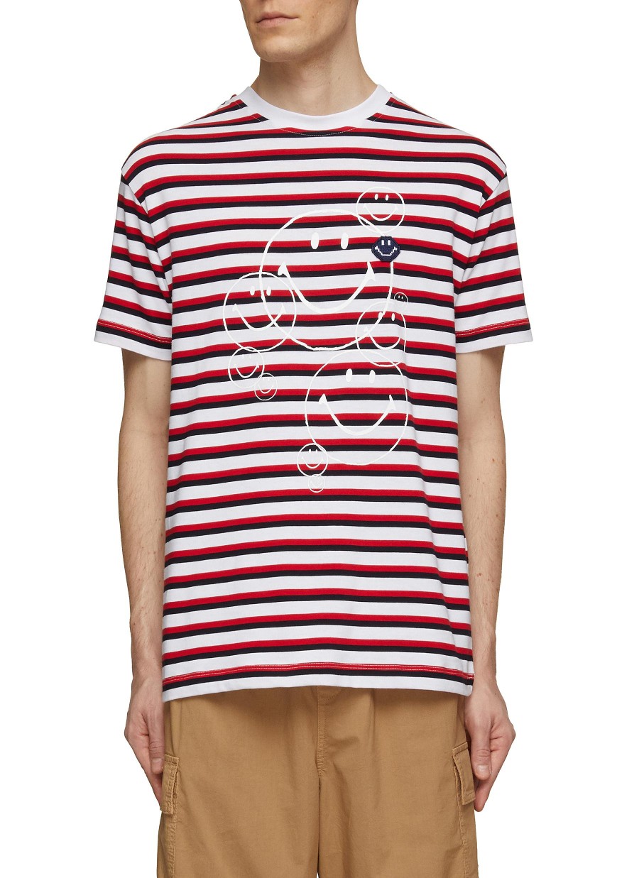 Men JOSHUA’S T-Shirts | Striped Marine Smile Cotton T-Shirt