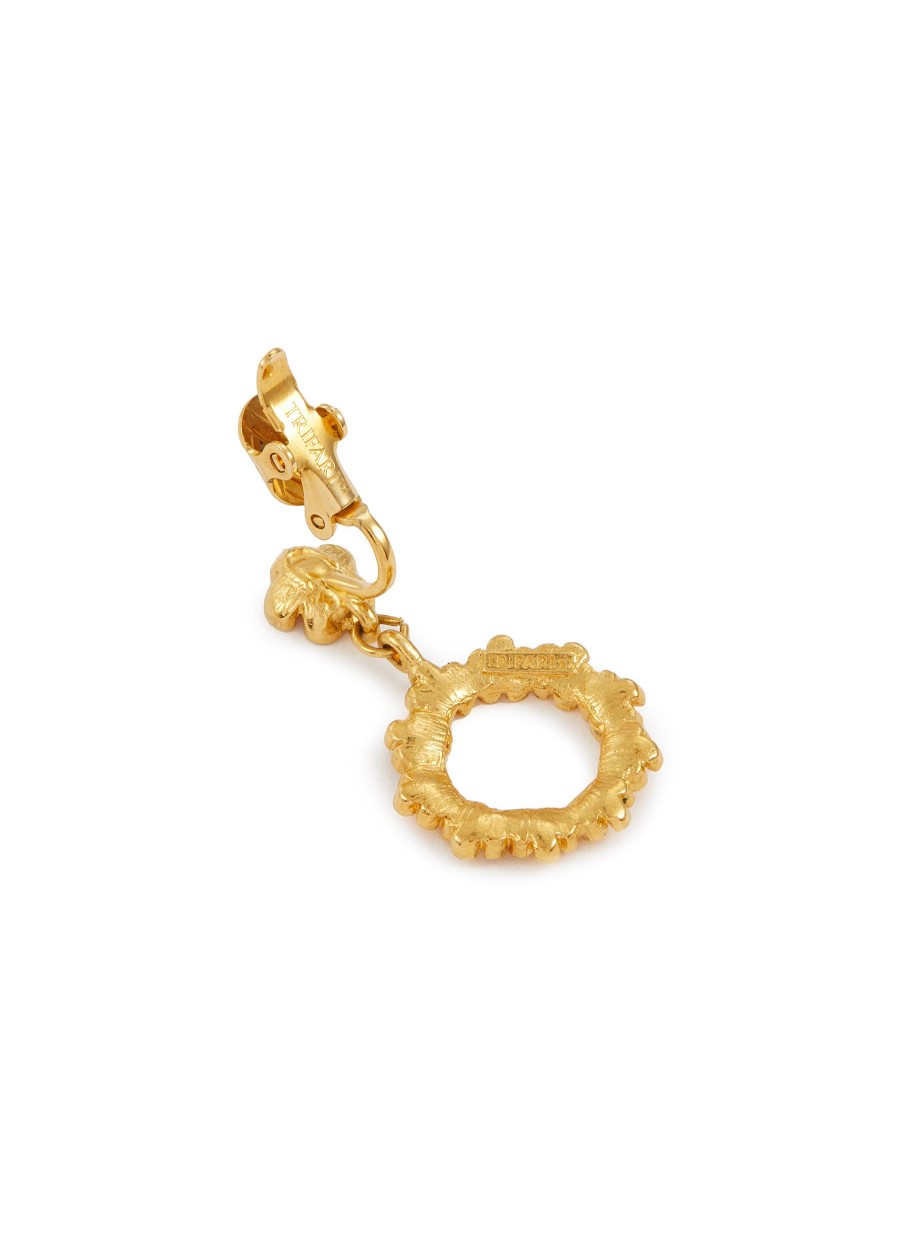 Women LANE CRAWFORD VINTAGE ACCESSORIES Vintage Accessories | Trifari Gold Toned Flower Hoop Earrings