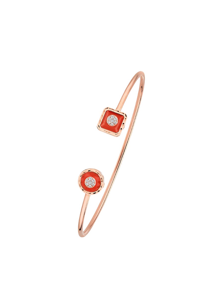 Women KORLOFF Fine Jewellery | Saint-Petersbourg Rose Gold Diamond Red Agate Bangle