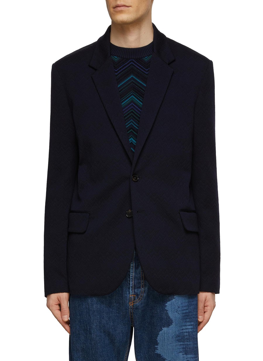 Men MISSONI Suits | Chevron Knit Single Breated Notch Lapel Blazer