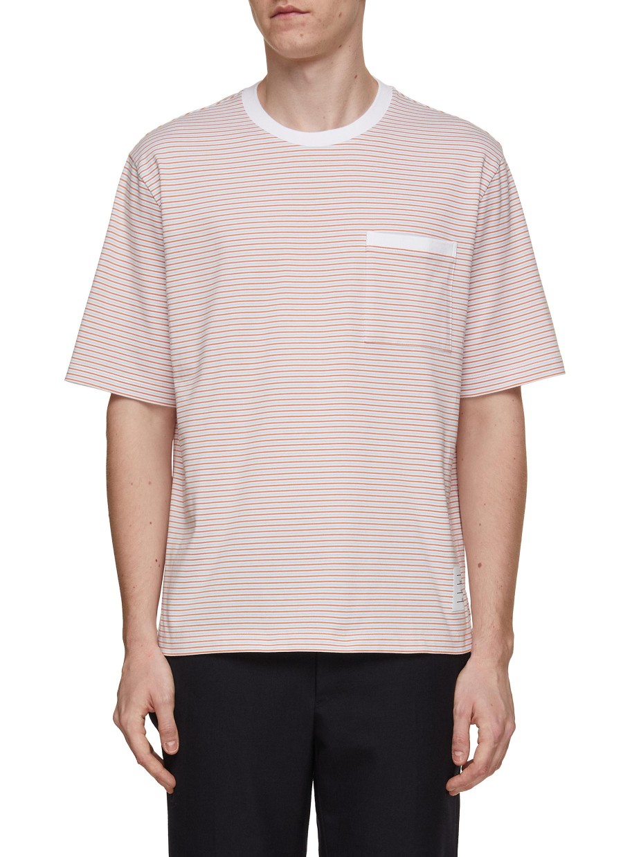 Men THOM BROWNE T-Shirts | Oversized Striped Pocket T-Shirt