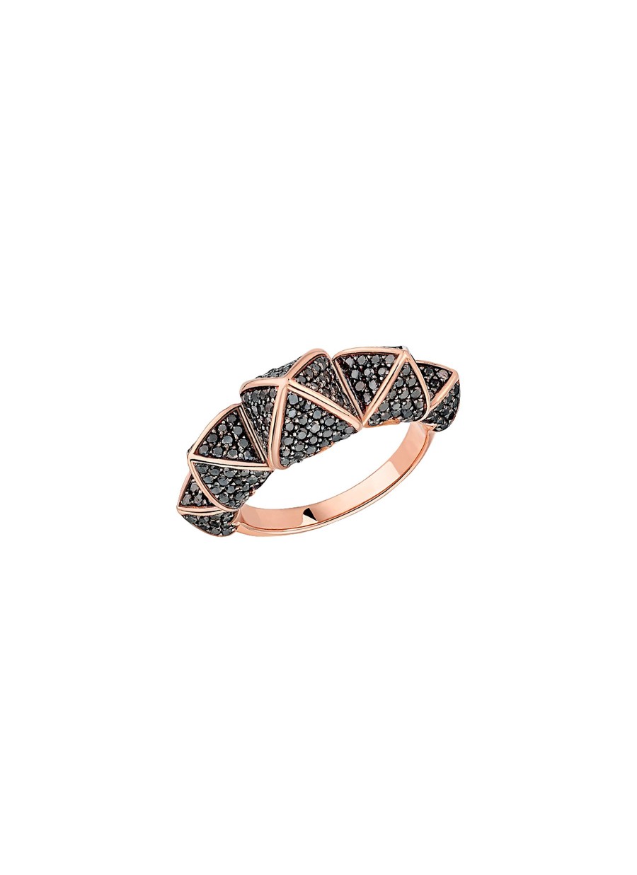 Women KORLOFF Fine Jewellery | Korlove 18K Rose Gold Black Diamond Ring — Size 51