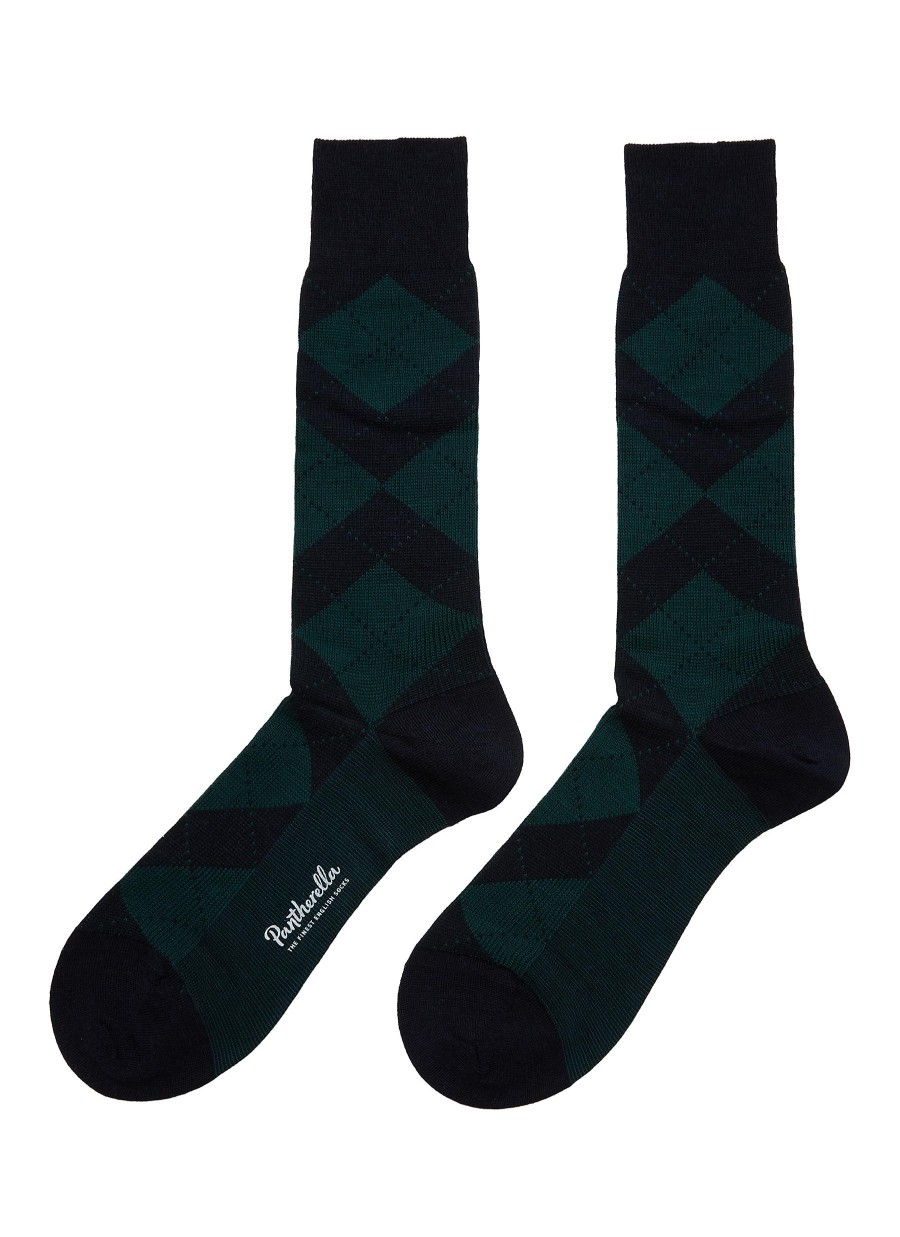 Men PANTHERELLA Socks | Abdale Argyle Diamond Rib Long Ankle Socks