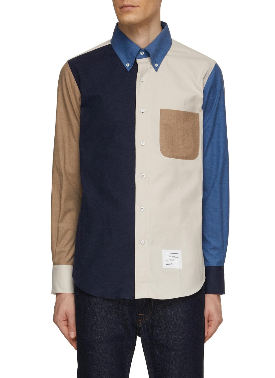 Men THOM BROWNE Shirts | Funmix Cotton Button-Down Shirt