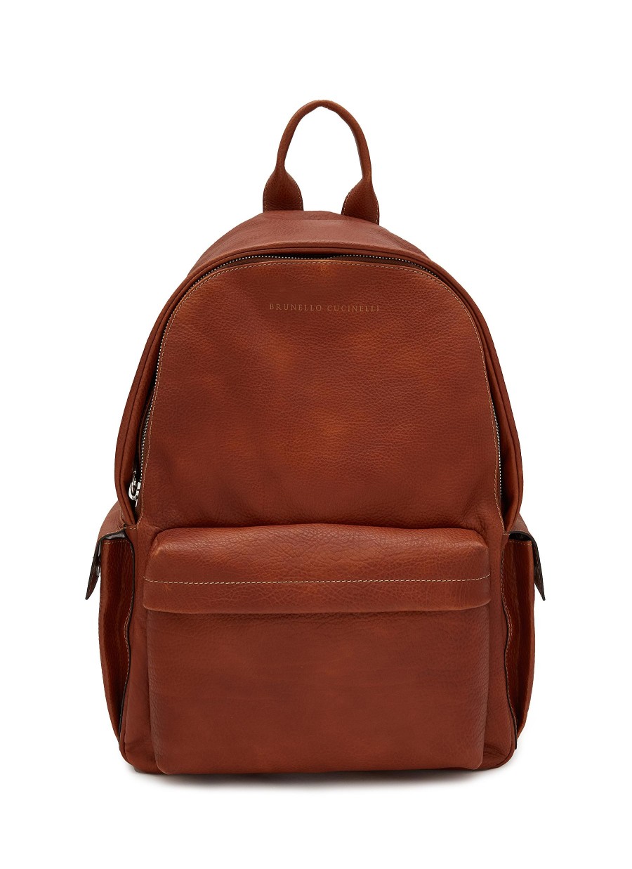 Men BRUNELLO CUCINELLI Backpacks | Zipped Leather Backpack