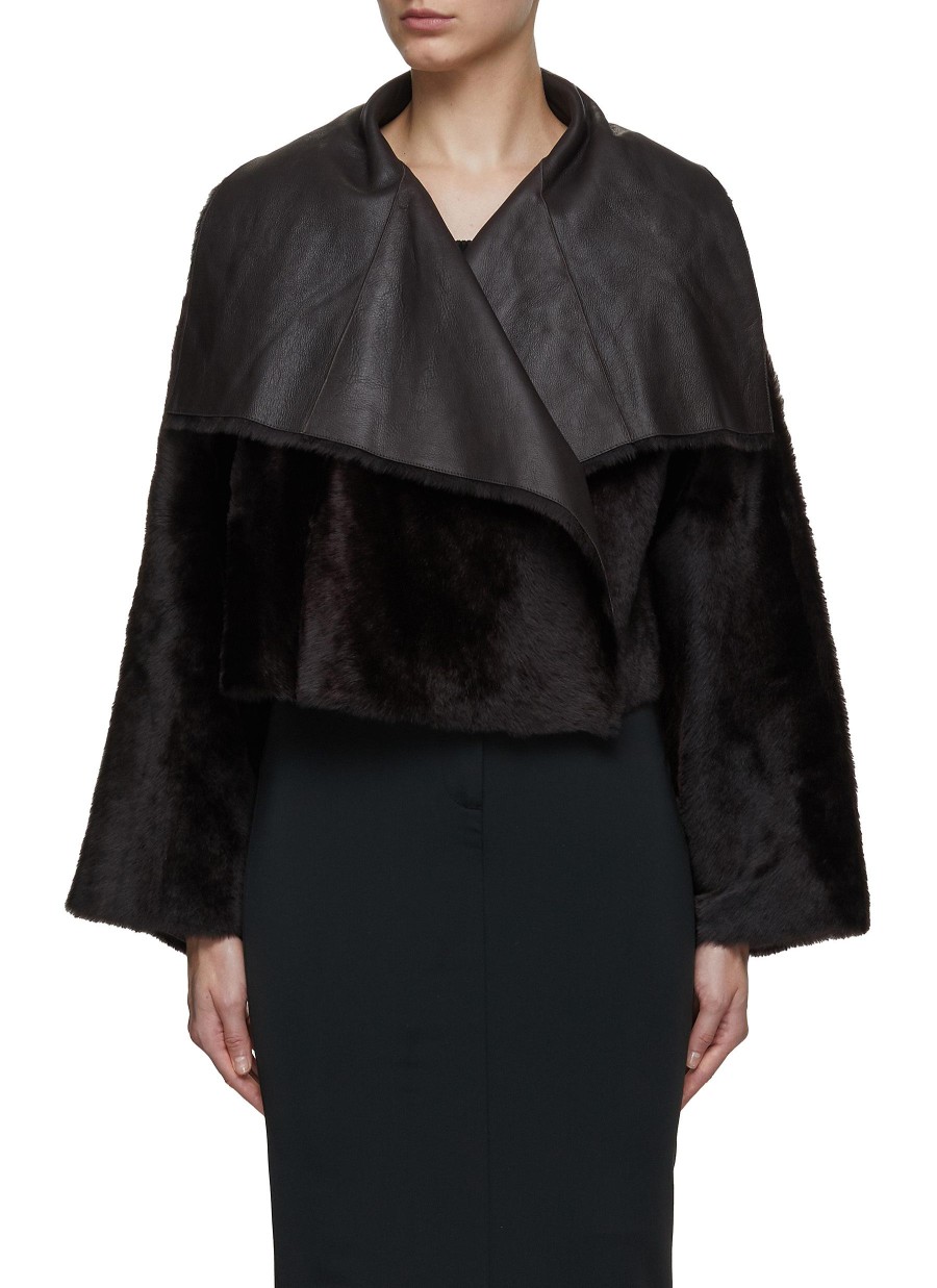 Women YVES SALOMON Jackets | Cropped Draped Collar Wrap Jacket