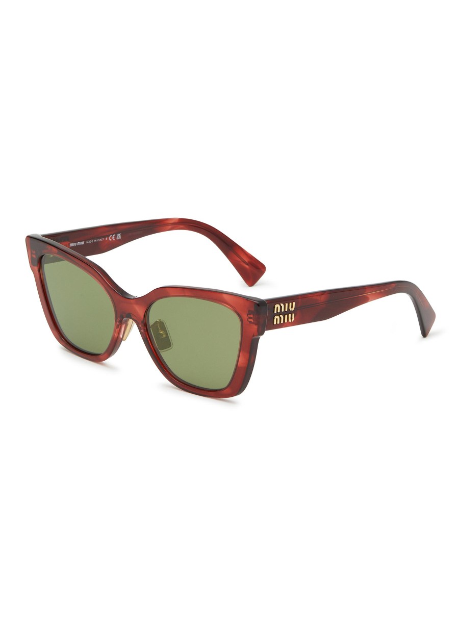 Women MIU MIU Eyewear | Tortoiseshell Effect Acetate Square Sunglasses