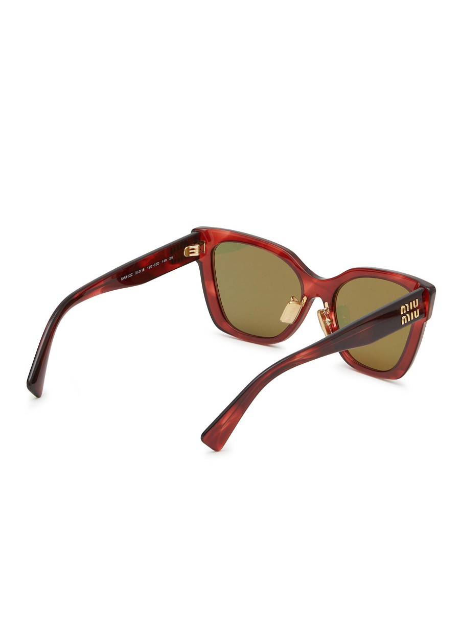 Women MIU MIU Eyewear | Tortoiseshell Effect Acetate Square Sunglasses