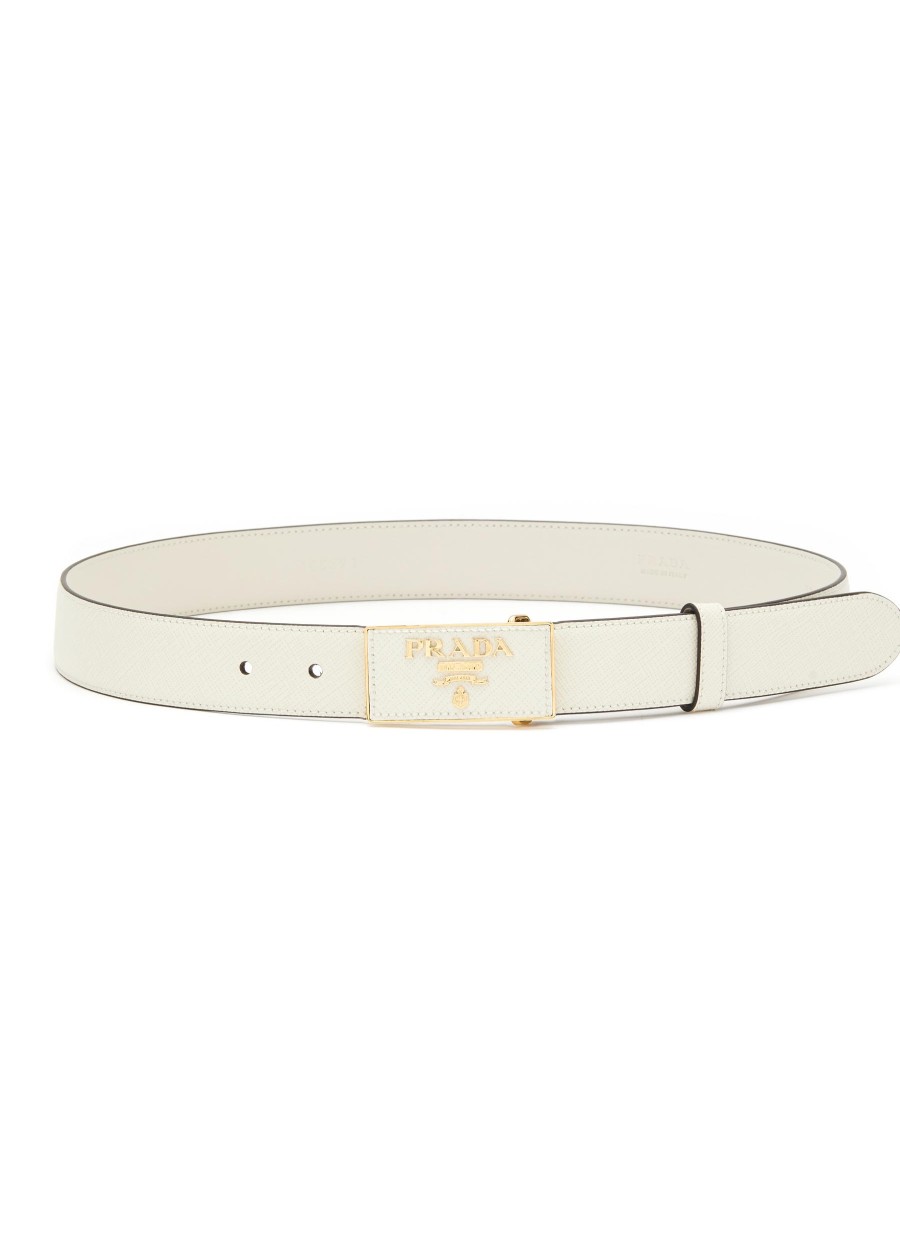 Women PRADA Belts | Logo Applique Buckle Saffiano Leather Belt