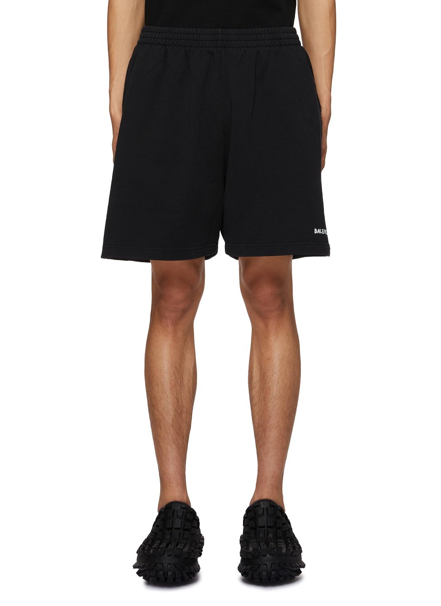 Men BALENCIAGA Pants | Logo Print Cotton Sweatshorts