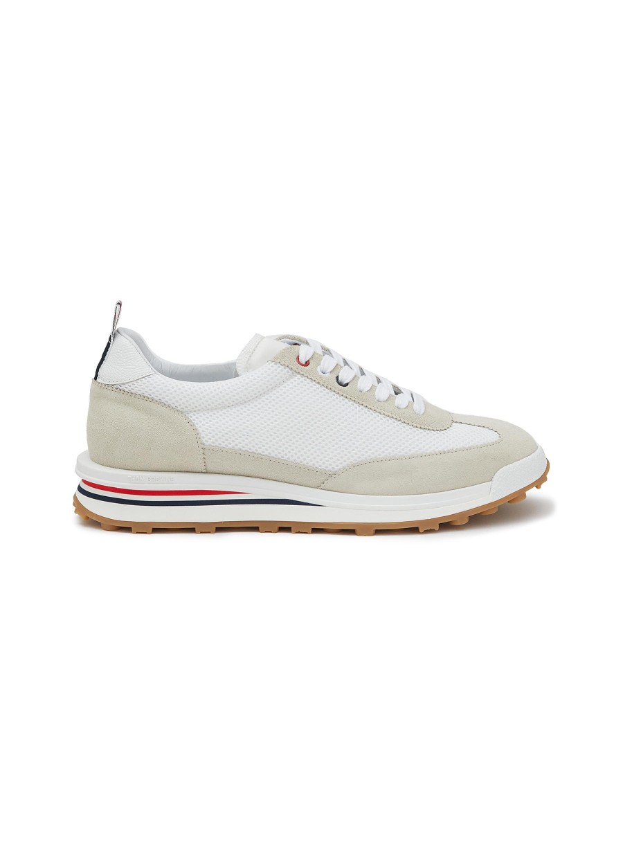 Men THOM BROWNE Sneakers | Suede Panel Low Top Lace Up Sneakers