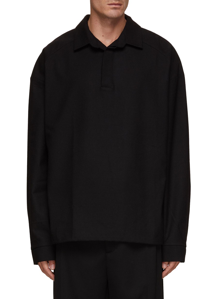 Men THE FRANKIE SHOP Polos | Dennis Toggle Hem Oversized Long Sleeve Polo Shirt