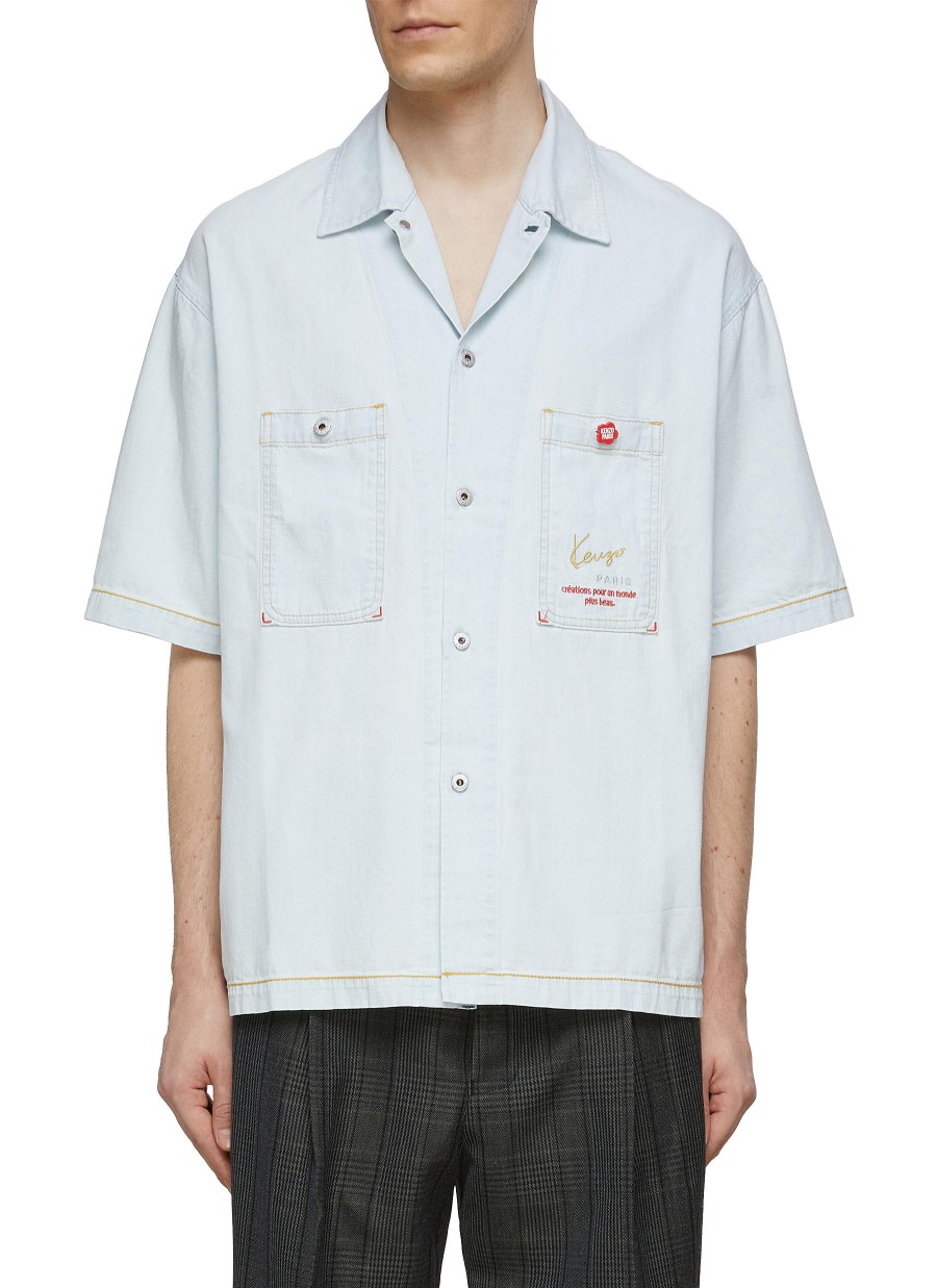 Men KENZO Shirts | Bleached Denim Shirt