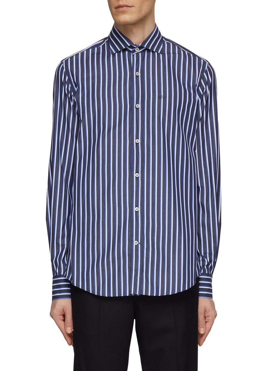 Men PAUL & SHARK Shirts | Spread Collar Poplin Stripe Shirt