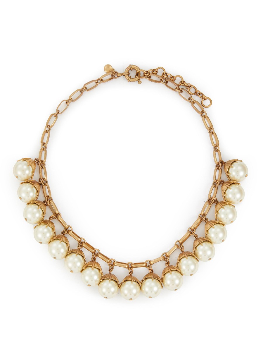 Women LANE CRAWFORD VINTAGE ACCESSORIES Vintage Accessories | Faux Pearl Gold Toned Dangling Necklace