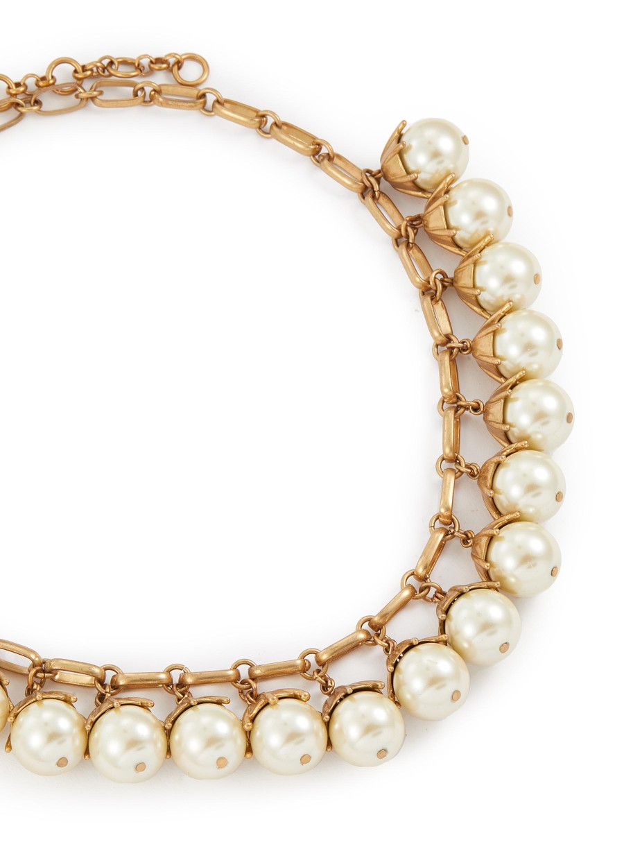 Women LANE CRAWFORD VINTAGE ACCESSORIES Vintage Accessories | Faux Pearl Gold Toned Dangling Necklace