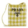 Women PRADA Crossbody | Gingham Logo Raffia Crossbody Bag