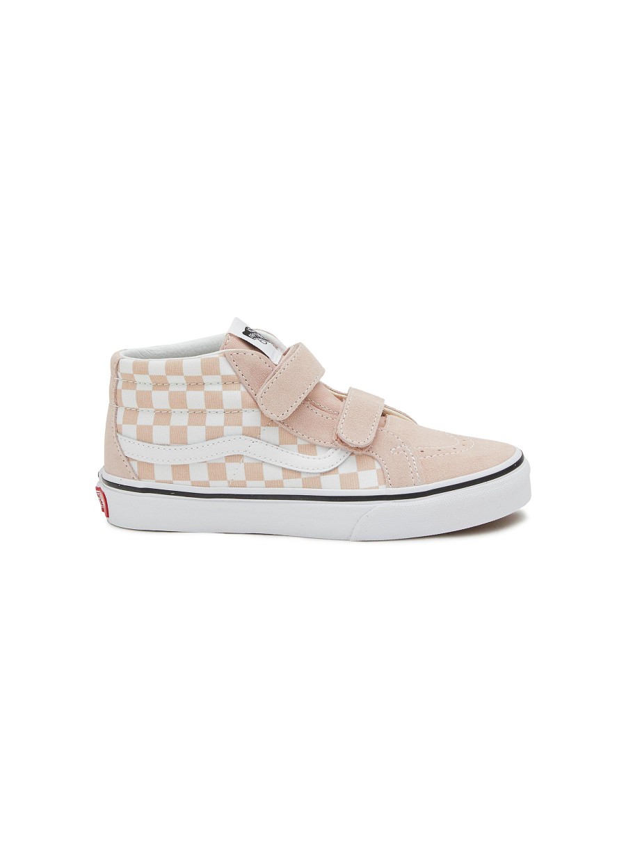 Women VANS Shoes | Checkerboard Velcro Kids High Top Sneakers