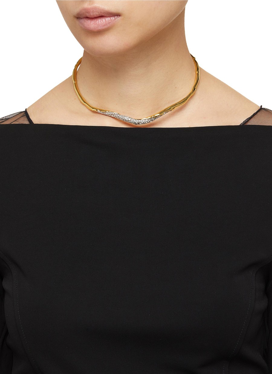 Women ALEXIS BITTAR Fashion Jewellery | Solanales Gold Crystal Skinny Collar