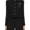 Women SOONIL Jackets | Pearl And Crystal Embellished Cropped Tweed Jacket