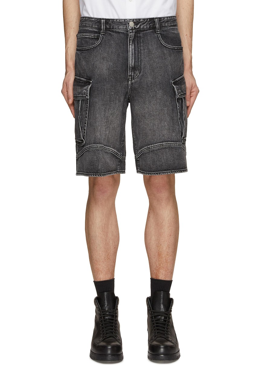 Men SOLID HOMME Pants | Dyed Denim Cargo Shorts