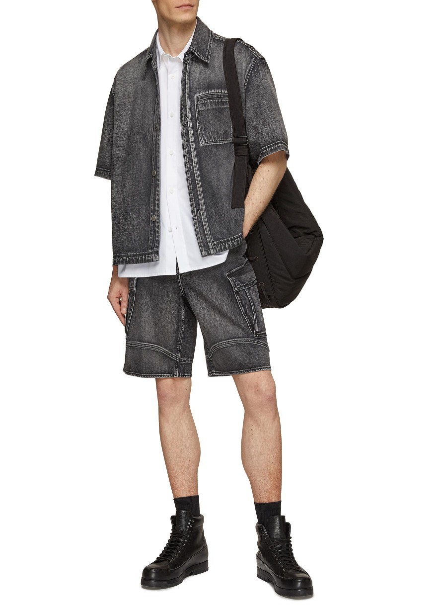 Men SOLID HOMME Pants | Dyed Denim Cargo Shorts