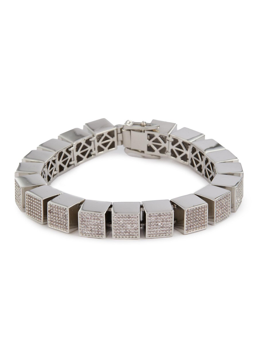 Women EDDIE BORGO Fashion Jewellery | Pave Cube Silver Toned Metal Bracelet