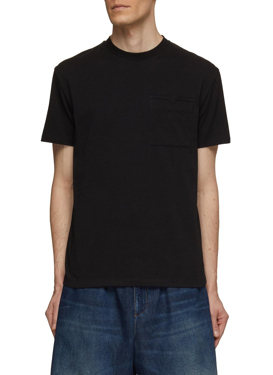 Men VALENTINO T-Shirts | V-Detail Pocket Crewneck T-Shirt