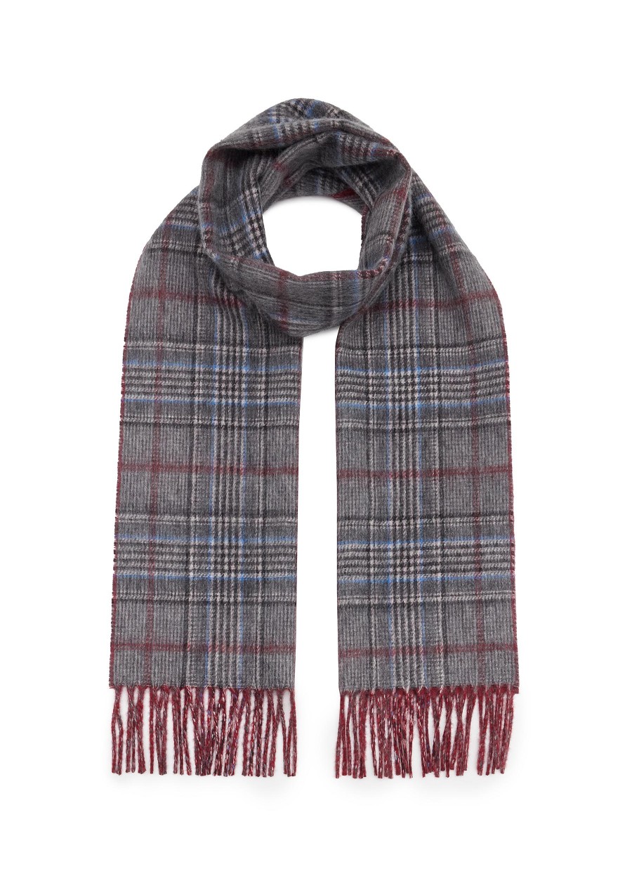 Men JOHNSTONS OF ELGIN Scarves | Traditional Chequered Reversible Cashmere Scarf