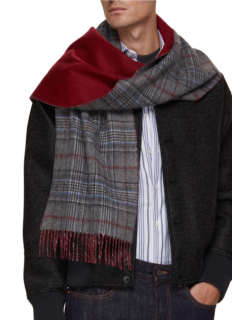 Men JOHNSTONS OF ELGIN Scarves | Traditional Chequered Reversible Cashmere Scarf