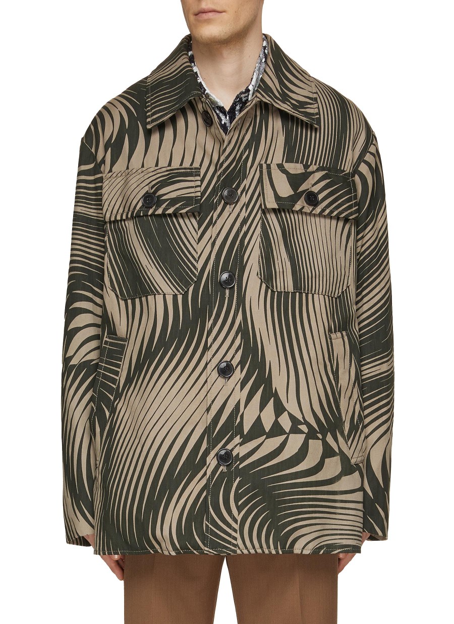 Men DRIES VAN NOTEN Jackets | Valko Oversized Swirl Printed Jacket