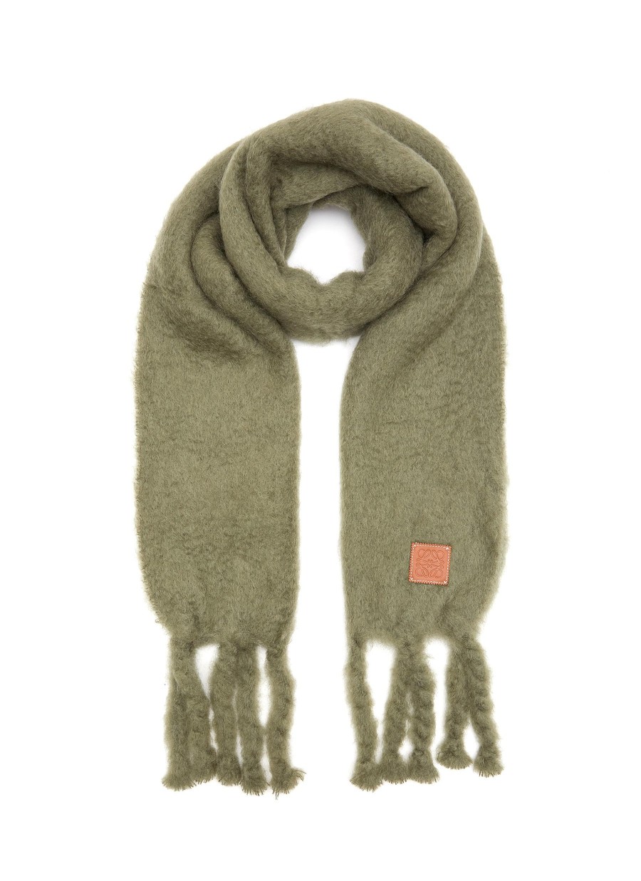 Women LOEWE Scarves & Wraps | Logo Patch Mohair Blend Fringed Scarf