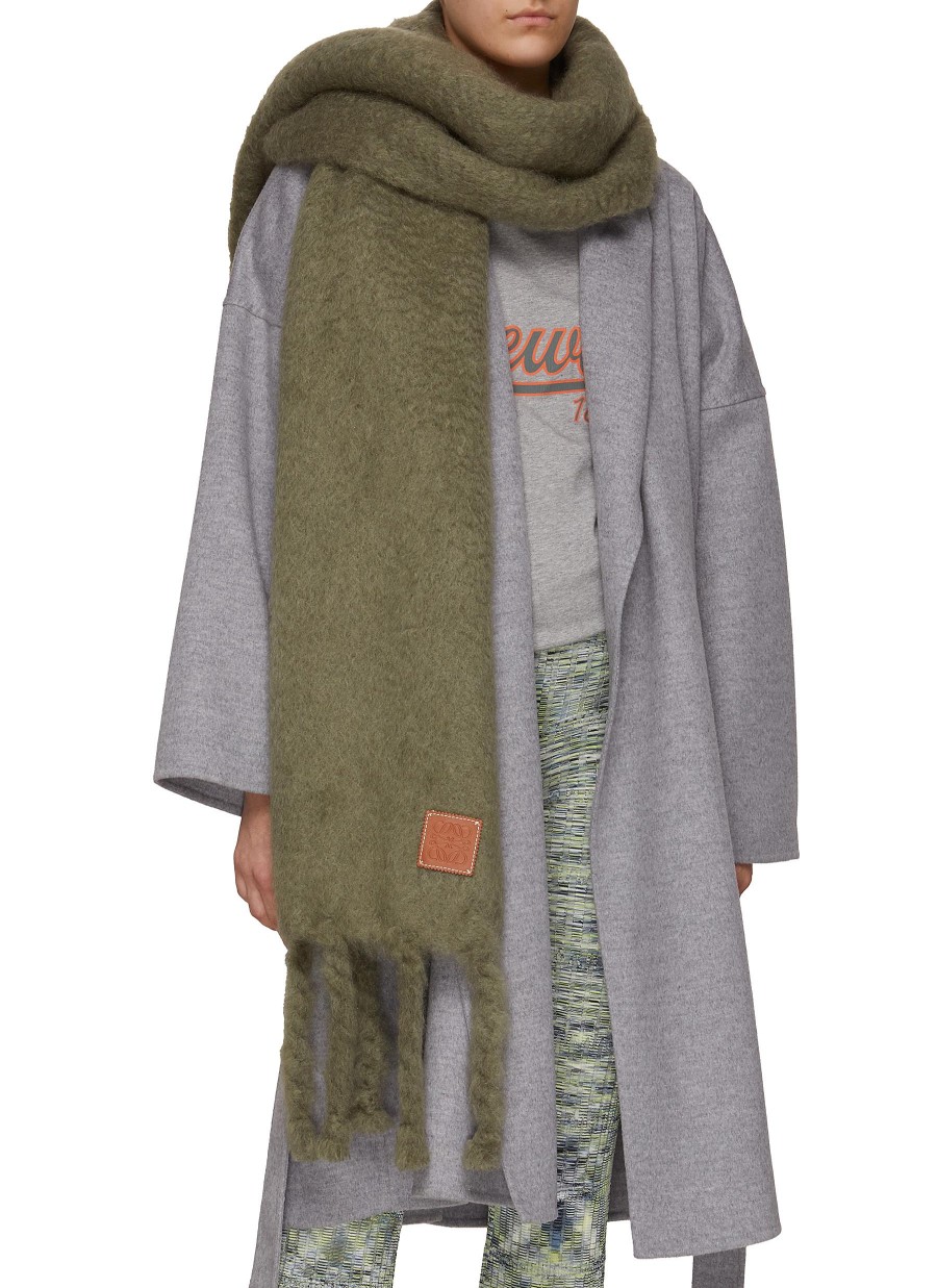 Women LOEWE Scarves & Wraps | Logo Patch Mohair Blend Fringed Scarf