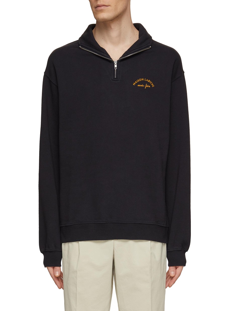 Men MAISON LABICHE Pullovers & Hoodies | Half Zip Logo Sweatshirt