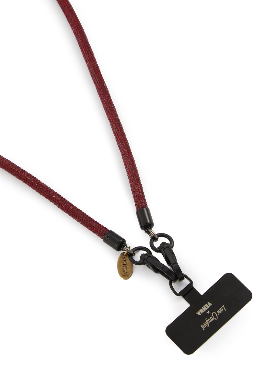 Women VENNA Tech Accessories | Crystal Embellished Phone Strap — Ruby