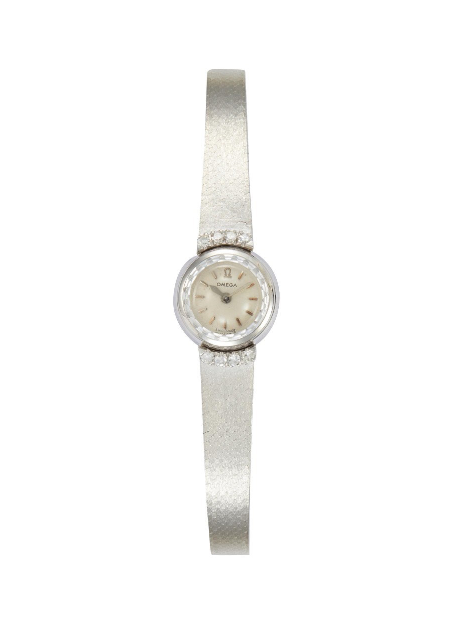 Women LANE CRAWFORD VINTAGE WATCHES Watches | Omega Diamond Encrusted 14K White Gold Round Watch