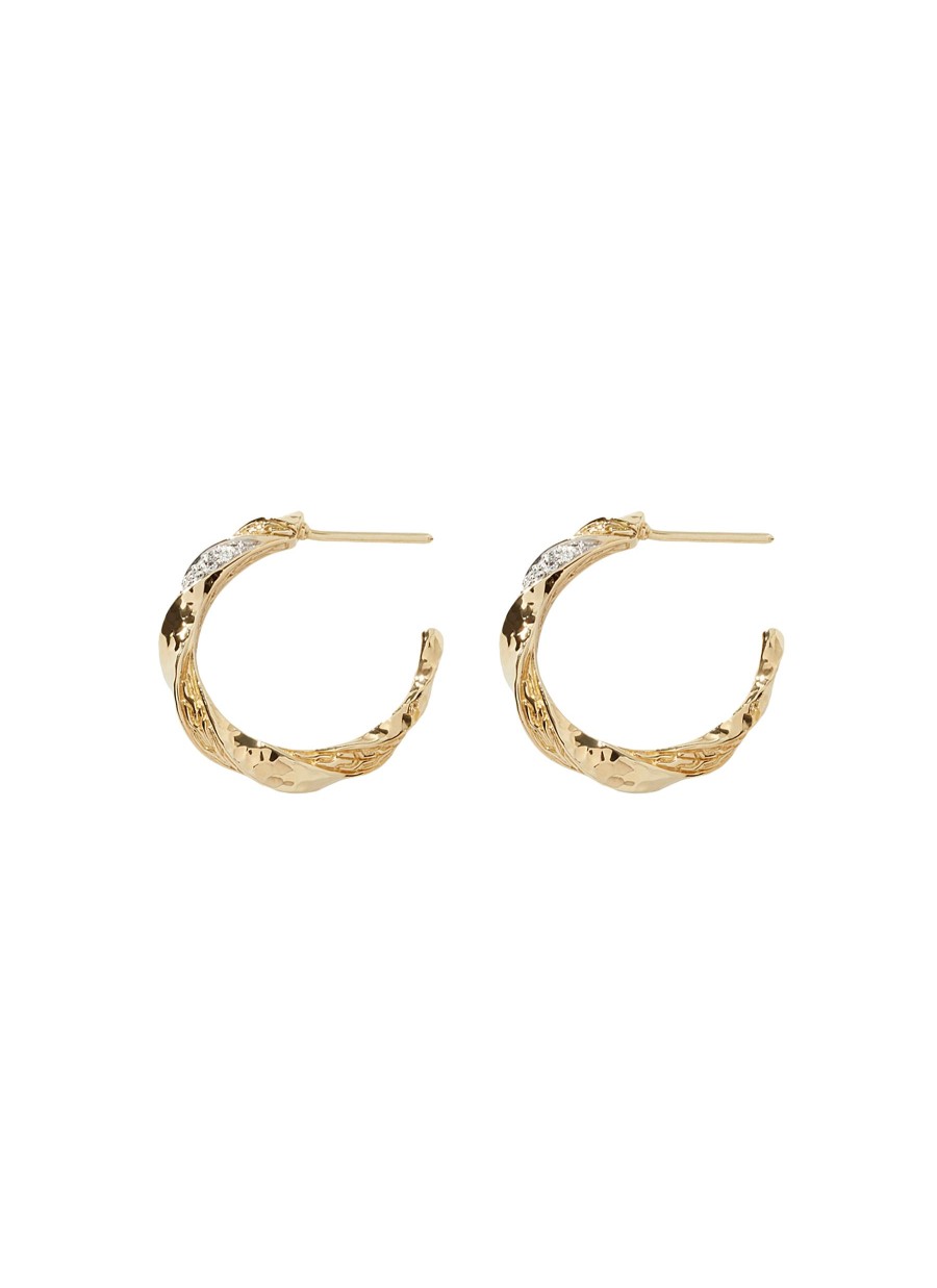 Women JOHN HARDY Fine Jewellery | Classic Chain Hammered 18K Gold Twisted Hoop Earrings