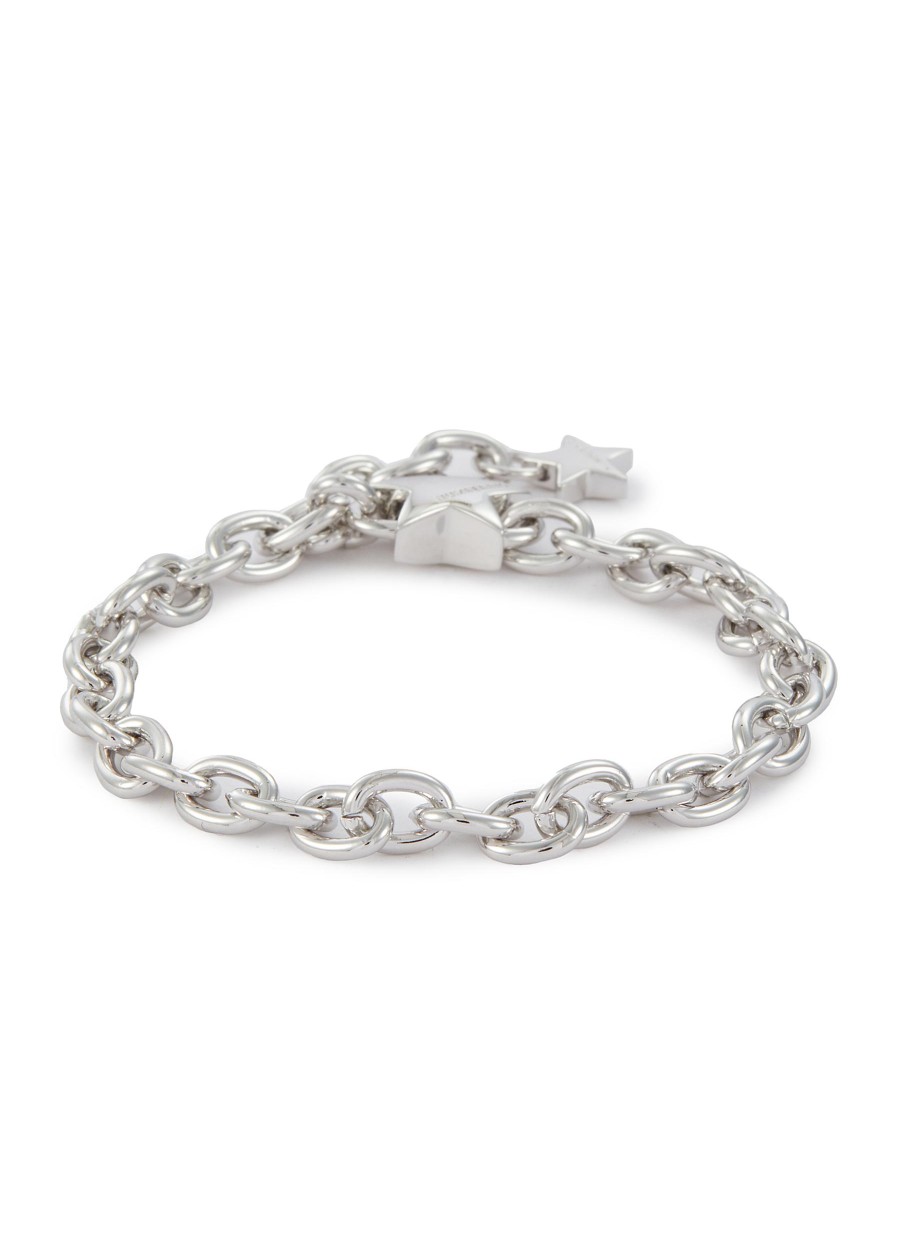 Women NUMBERING Fashion Jewellery | Rhodium Plated Brass Oval Chain Bracelet