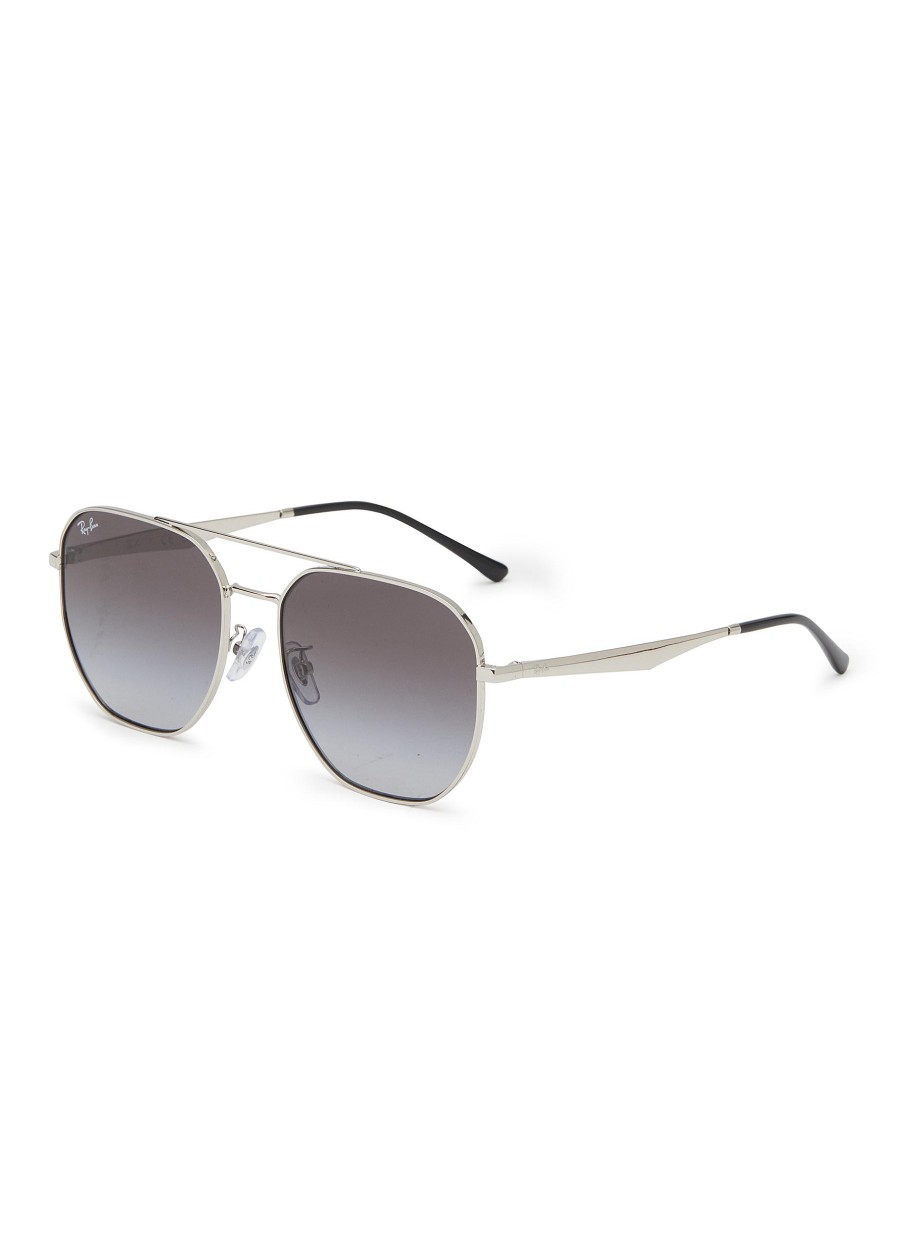 Women RAY BAN Eyewear | Double Bridge Metal Square Sunglasses