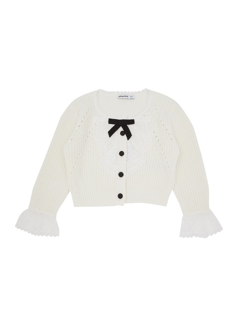 Women SELF-PORTRAIT Clothing | Kids Lace Bib Knit Cardigan