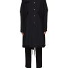 Men SACAI Coats | Striped Band Collar Long Blouson