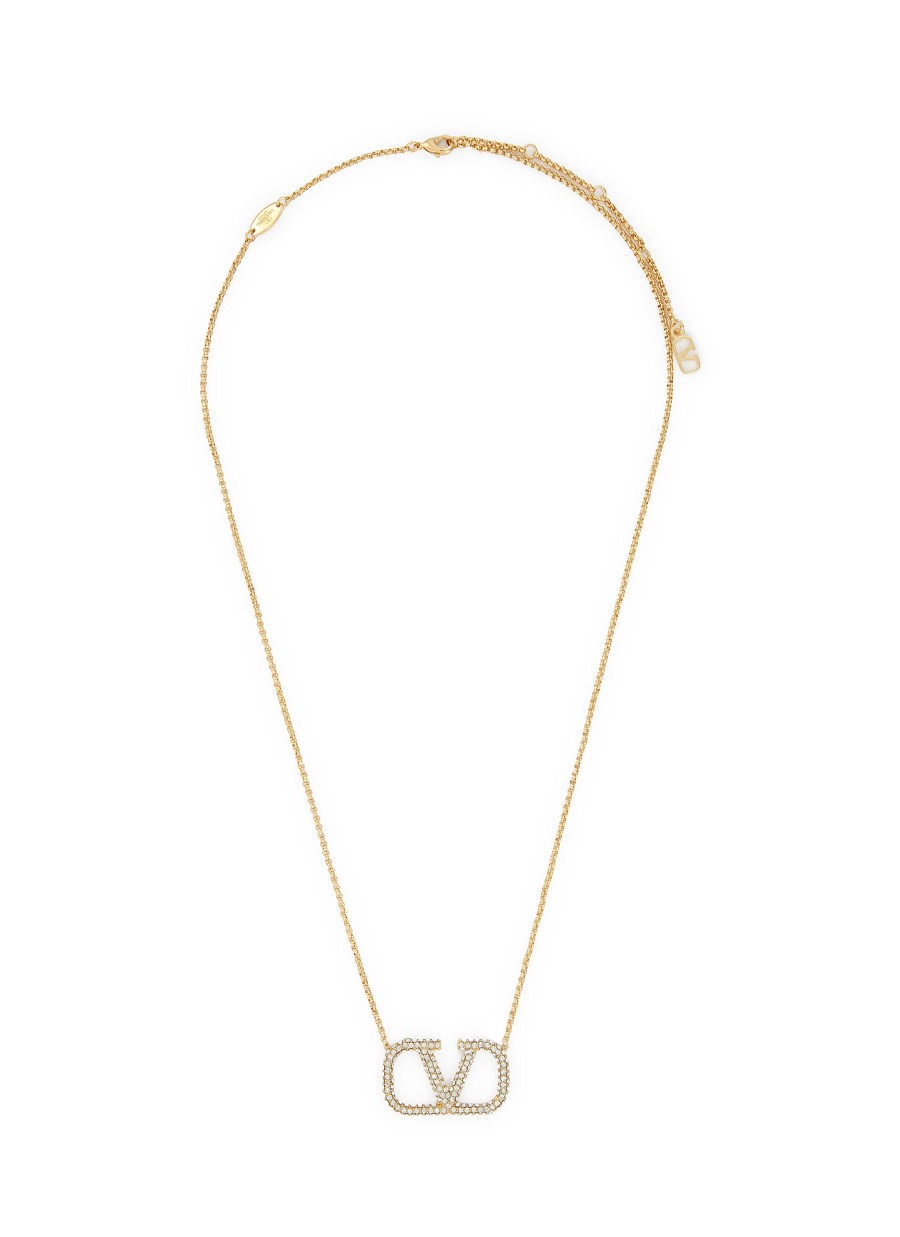 Women VALENTINO Fashion Jewellery | Vlogo Signature Strass Brass Necklace