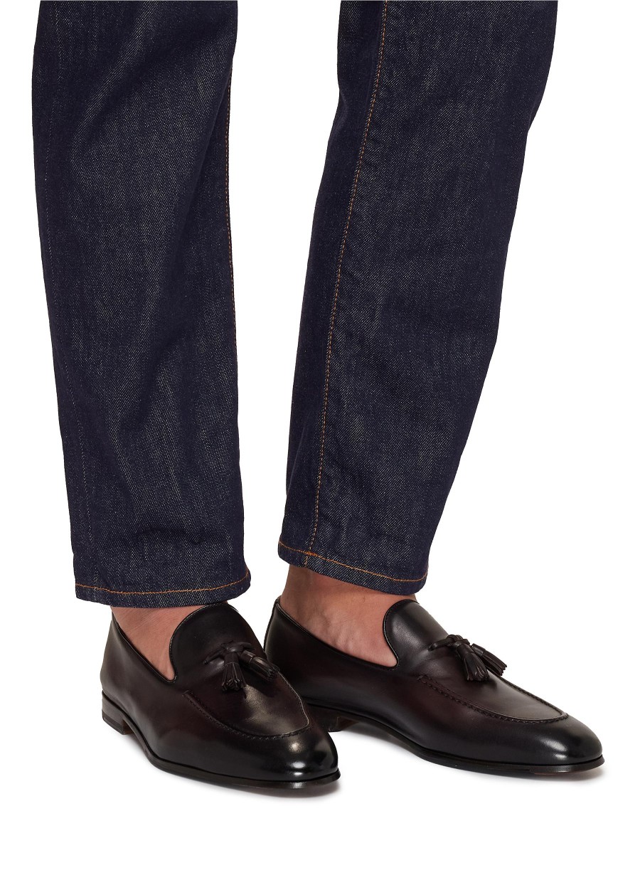 Men DOUCAL'S Flats | Tassel Embellishment Leather Loafers