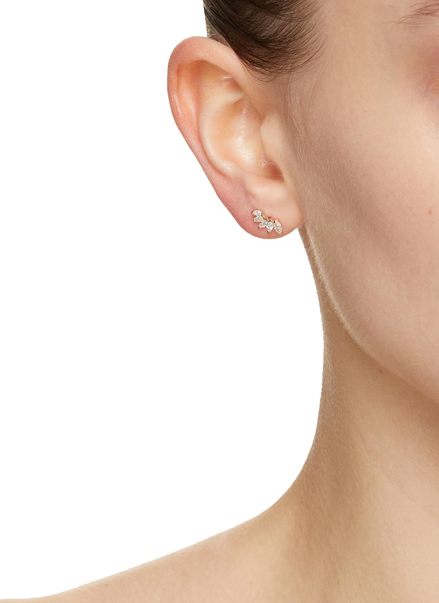 Women MÉTIER BY TOMFOOLERY Fashion Jewellery | Fleurescent 9K Gold Diamond Single Stud Earring