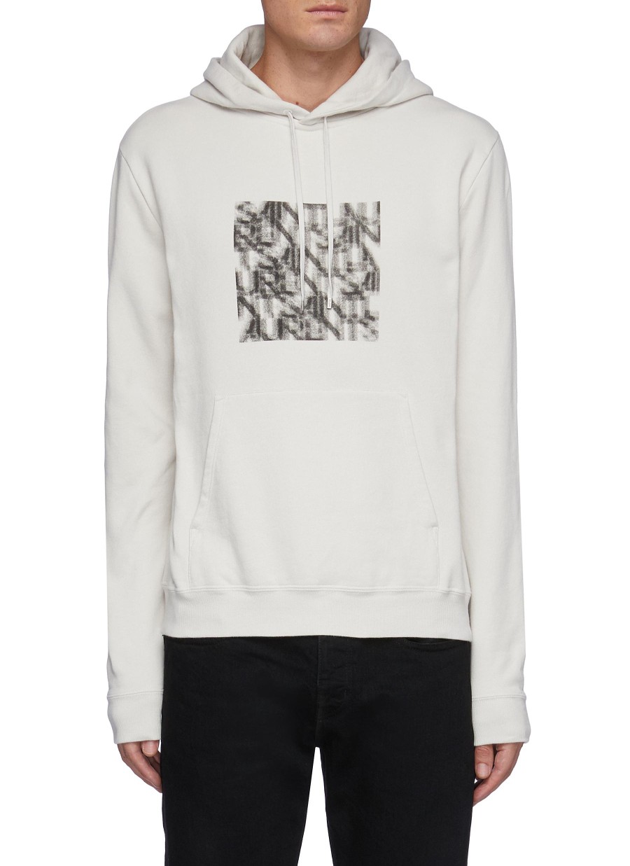 Men SAINT LAURENT Pullovers & Hoodies | Square Optique Graphic Hoodie